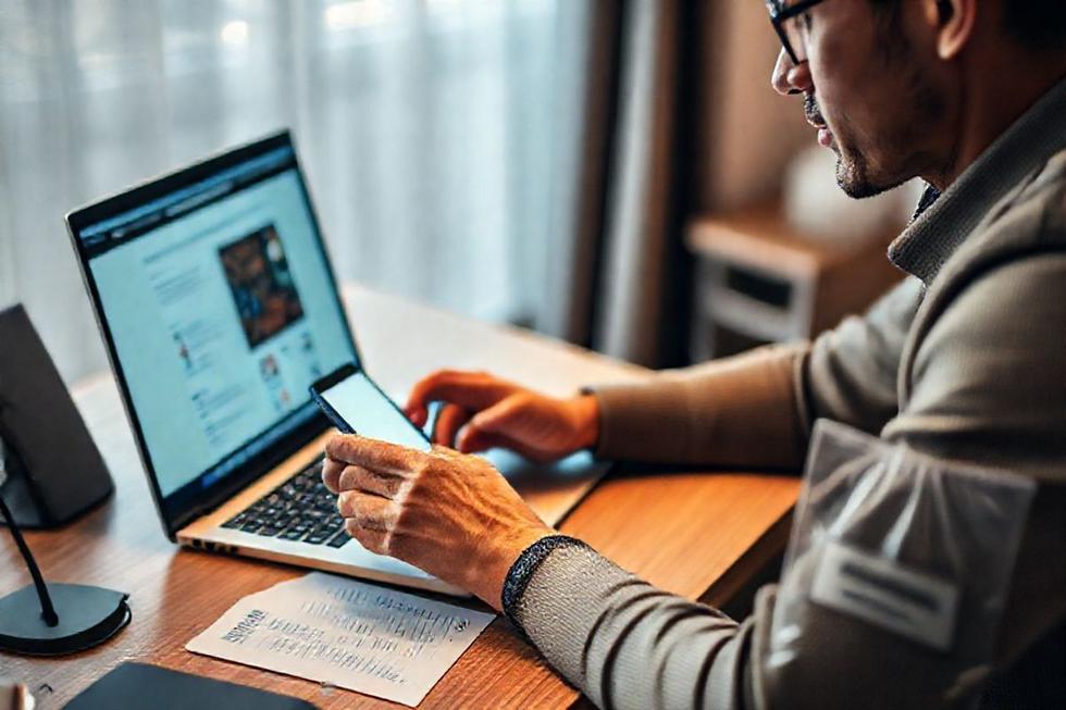 Imagem de capa com consumidor em mesa, laptop e smartphone preparados para uma compra segura na Black Friday, sem texto visível.