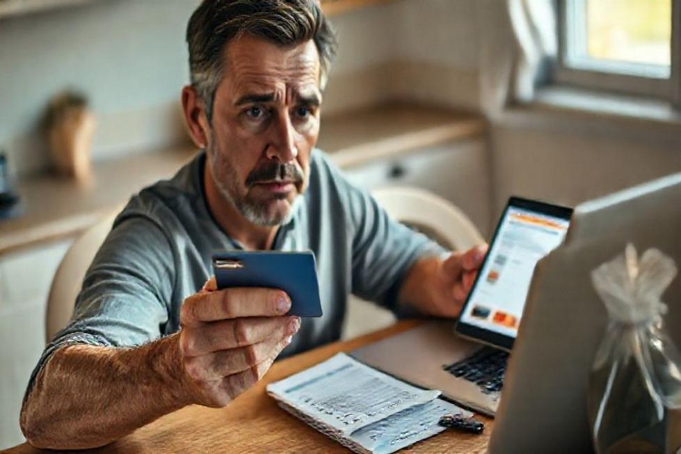 Consumidor analisando evidências após transação em e-commerce suspeito.