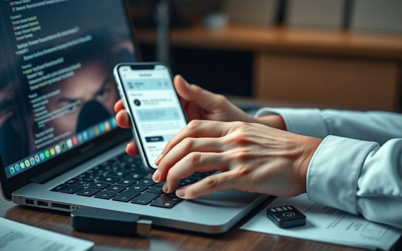 Usuário reforçando a segurança de sua conta de e-mail com autenticação multifator e chave de segurança.