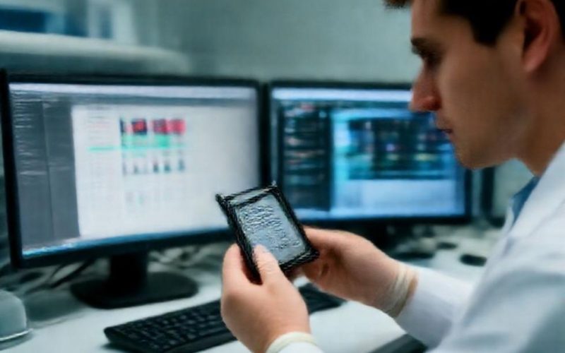 Capa ilustrativa com perito forense segurando um SSD enquanto monitores exibem dados reclamados por file carving.