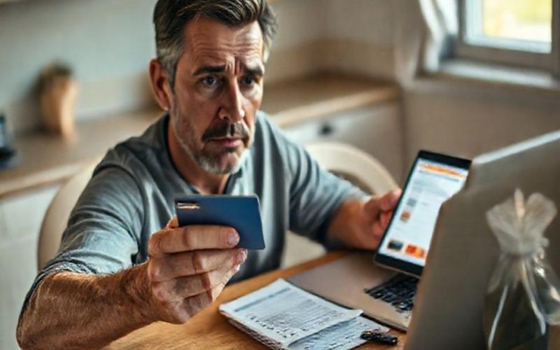 Consumidor analisando evidências após transação em e-commerce suspeito.