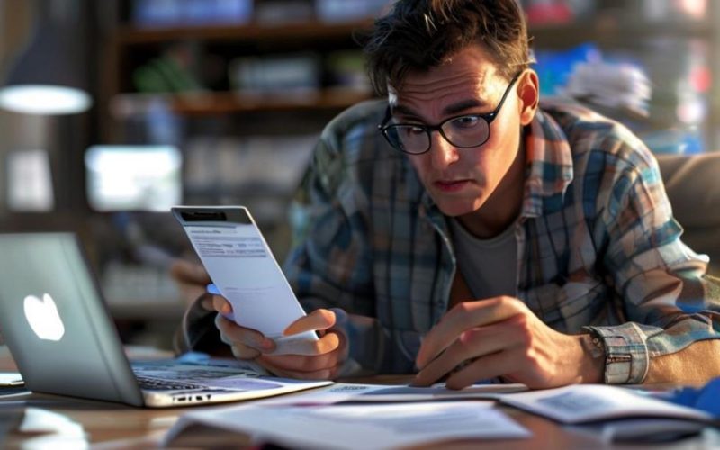 Imagem de capa mostrando um usuário conferindo extratos e interagindo com o celular diante do risco de golpe bancário.